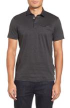 Men's Ted Baker London Woven Trim Jersey Polo (l) - Grey