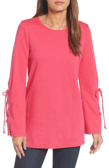 Women's Halogen Terry Tie Sleeve Tunic, Size - Pink