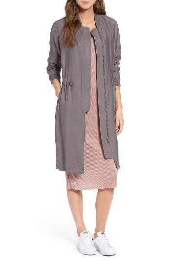 Women's Trouve Long Bomber Jacket - Grey