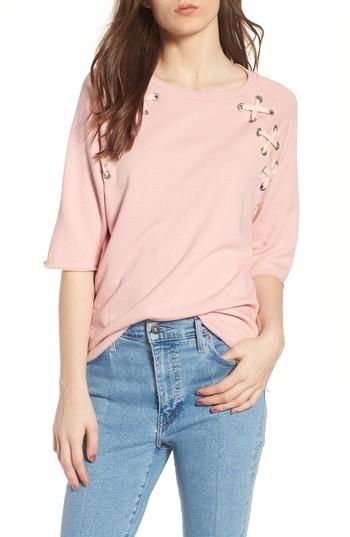 Women's South Parade Julie - Zigzag Eyelets Terry Top - Pink