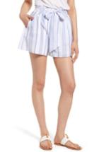 Women's Moon River Stripe Tie Waist Shorts - Blue