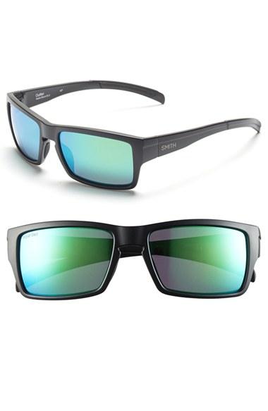 Women's Smith 'outlier' 56mm Polarized Sunglasses - Matte Black/ Polar Green Sol