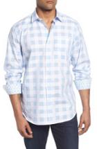 Men's Bugatchi Classic Fit Tartan Sport Shirt - Blue
