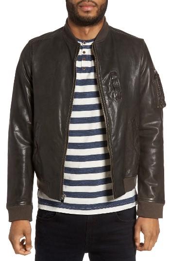 Men's Lamarque Leather Bomber Jacket - Grey