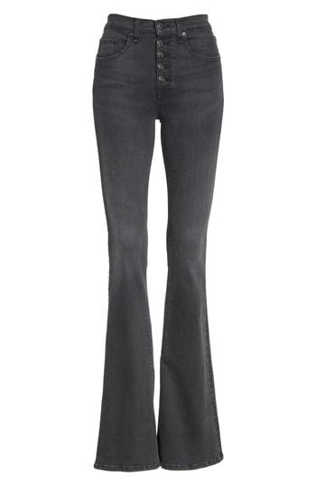 Women's Veronica Beard Beverly Button Fly Skinny Flare Jeans - Grey