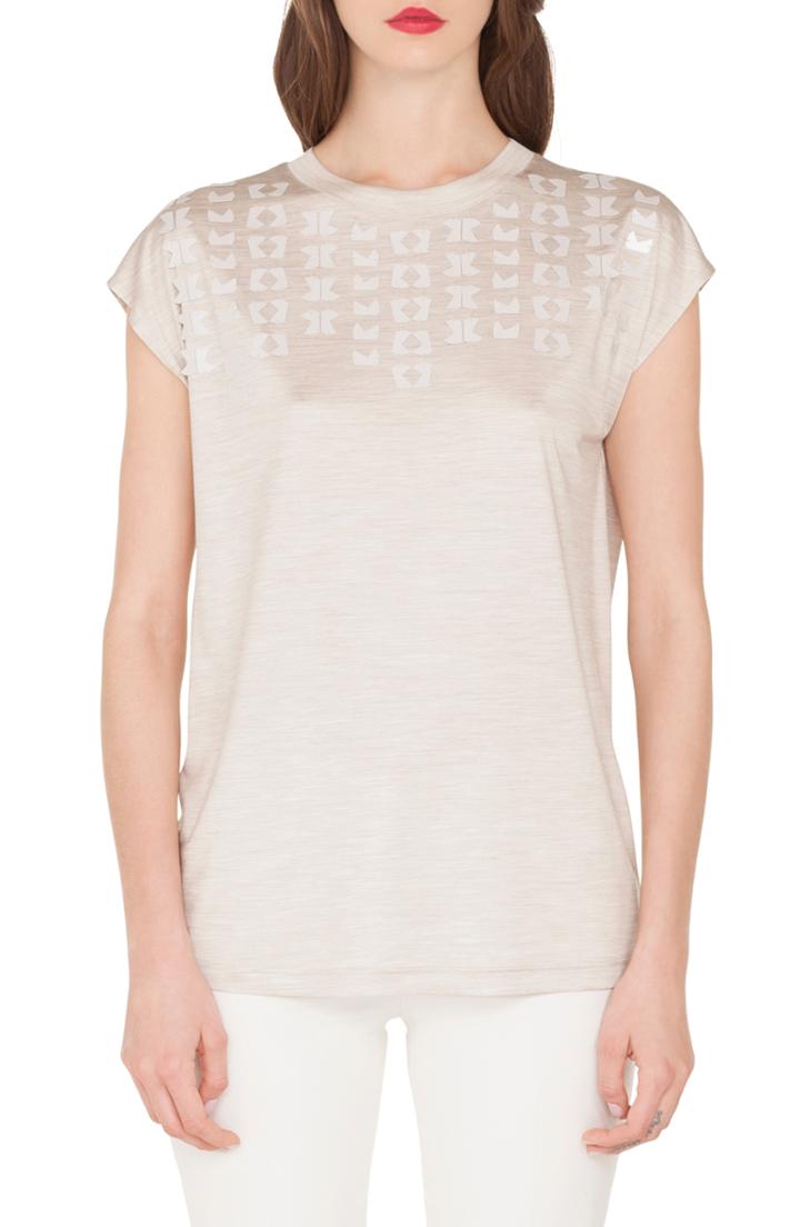 Women's Akris Embellished Silk Jersey Tee - Ivory