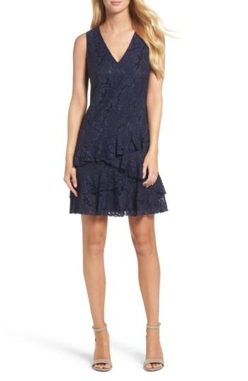 Women's Eliza J Ruffle Lace Shift Dress - Blue