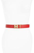 Women's Mcm 'visetos' Reversible Leather Belt, Size - Ruby Red