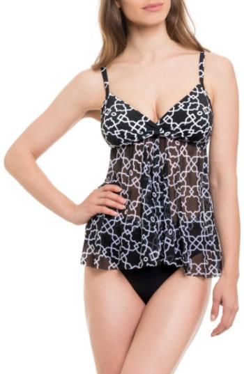 Women's Profile By Gottex Casablanca Flyaway Tankini Top - Black