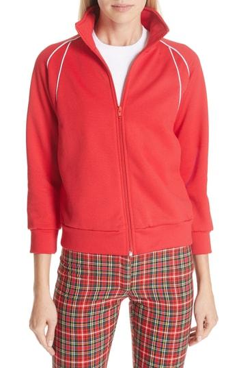 Women's Miaou Crop Sleeve Track Jacket - Red