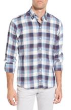 Men's Ledbury Trim Fit Plaid Linen Sport Shirt - Blue