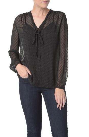 Women's Nydj Crinkle Clip Tie Blouse - Black