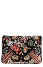 Sole Society Floral Sequin Clutch - Black