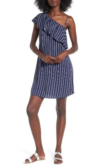 Women's Love, Fire Asymmetrical Ruffle Dress - Blue