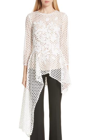 Women's Oscar De La Renta Guipure Lace Cascade Blouse - Ivory