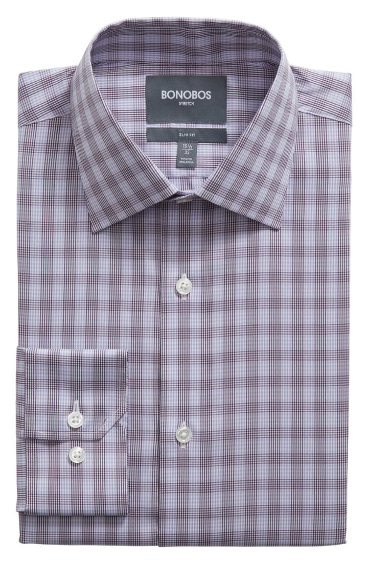 Men's Bonobos Westgate Slim Fit Stretch Plaid Dress Shirt 33 - Purple