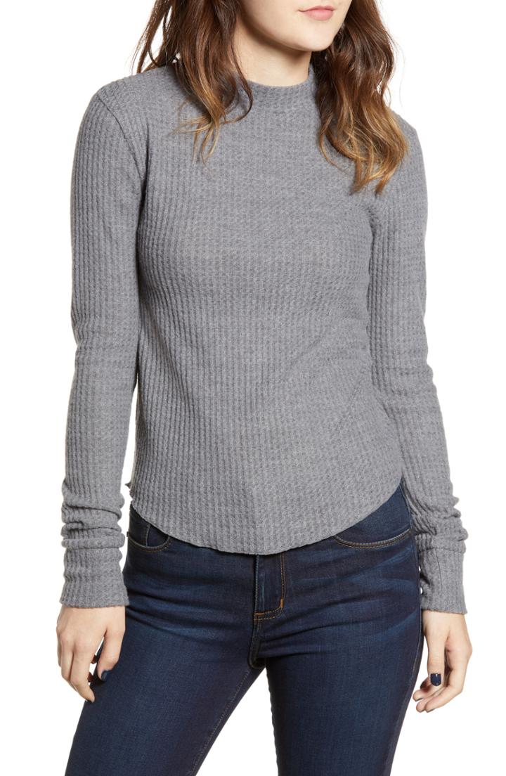 Women's Bp. Lettuce Hem Thermal Tee, Size - Grey