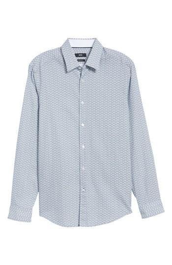 Men's Boss Lukas Regular Fit Twill Print Sport Shirt, Size - White