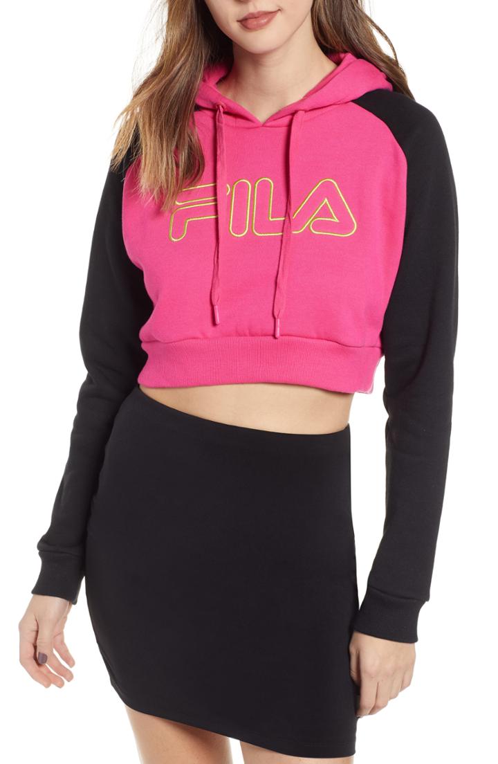 Women's Fila Valeria Crop Hoodie - Pink
