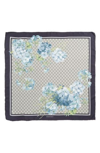 Women's Gucci Gg Blooms Foulard Scarf, Size - Blue