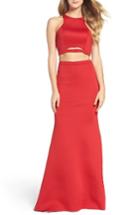 Women's La Femme Cutout Two-piece Gown - Red