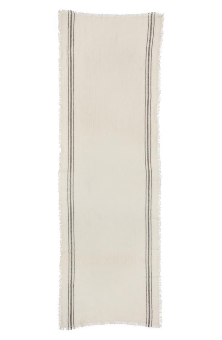 Women's Isabel Marant Vala Stripe Cashmere Scarf, Size - White