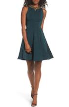 Women's Ieena For Mac Duggal Embellished Fit & Flare Dress - Green
