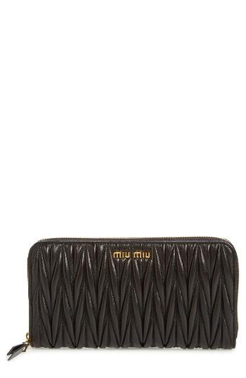Women's Miu Miu Matelasse Leather Zip Around Wallet -