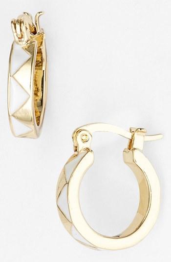 House Of Harlow 1960 Zigzag Enamel Hoop Earrings White/