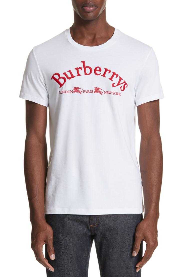 Men's Burberry Pairi City Logo T-shirt, Size - White