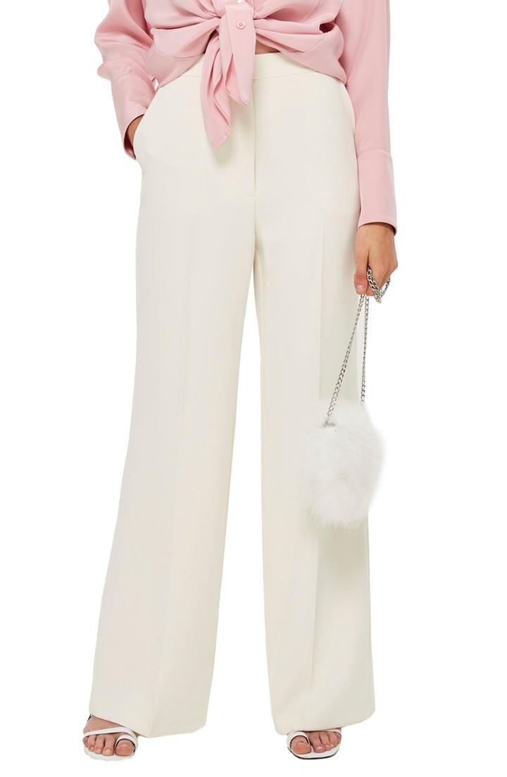 Women's Topshop Clean High-waist Wide Leg Trousers Us (fits Like 2-4) - Ivory