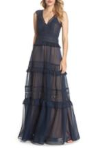 Women's Tadashi Shoji Tiered Lace & Chiffon Gown - Blue