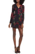 Women's Leith V-neck Floral Print Minidress, Size - Black