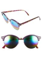 Women's Ray-ban Clubround 51mm Mirrored Rainbow Round Sunglasses - Violet Rainbow