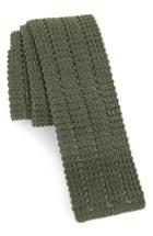 Men's Eleventy Solid Skinny Woven Silk Tie, Size - Green