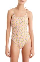 Women's J.crew Lemon Print One-piece Swimsuit - Yellow