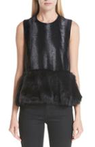 Women's Noir Kei Ninomiya Faux Fur Trim Tank - Black