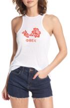 Women's Obey Flower Graphic Tank, Size - White