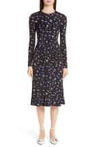 Women's Altuzarra Floral Print Contrast Hem Silk Dress Us / 34 Fr - Black