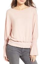 Women's Hinge Brushed Smocked Sweatshirt, Size - Pink
