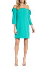 Women's Charles Henry Tie Sleeve Off The Shoulder Shift Dress - Green