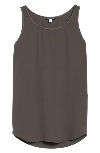 Women's Eileen Fisher Scoop Neck Silk Tank, Size - Brown