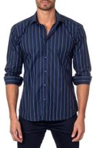 Men's Jared Lang Trim Fit Stripe Sport Shirt, Size - Blue