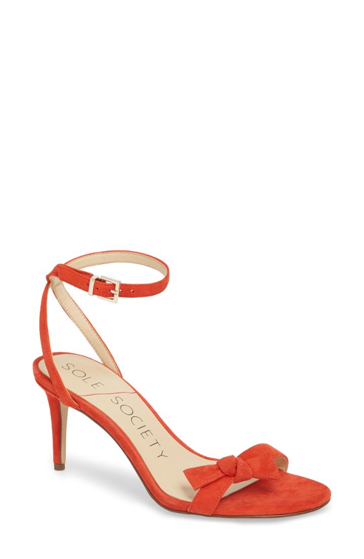 Women's Sole Society Avrilie Knotted Sandal .5 M - Coral