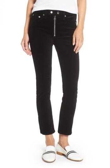 Women's Rag & Bone/jean Dojo High Waist Velvet Ankle Skinny Pants - Black