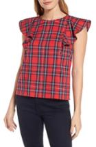 Women's Draper James Angie Check Ruffle Top - Red