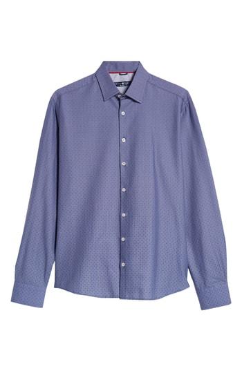 Men's Stone Rose Gradient Dot Regular Fit Sport Shirt - Blue