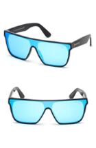 Men's Tom Ford 140mm Shield Sunglasses - Shiny Black/ Blue