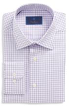 Men's David Donahue Regular Fit Check Dress Shirt - 32/33 - Purple