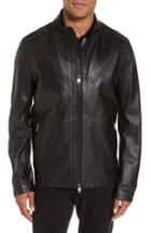 Men's Boss Collar Inset Leather Jacket R - Black